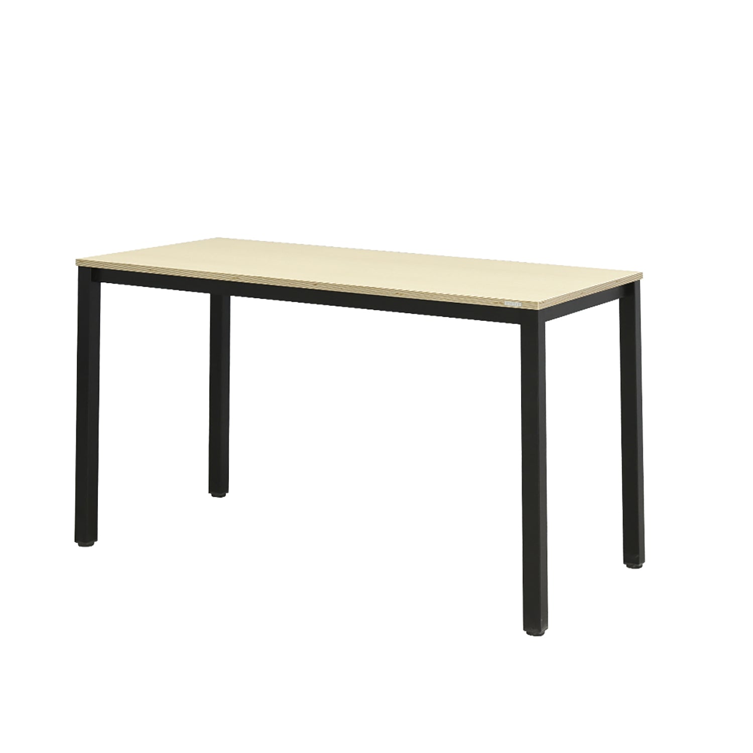 SOFSYS modern industrial home office desk table with oak table top and black metal frame for style, comfort, and convenience