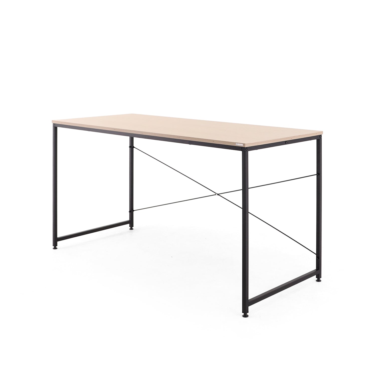 SOFSYS modern industrial computer desk with oak table top and black metal frame. simple stylish desk for working, gaming, writing, more