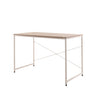 SOFSYS modern industrial computer desk with oak table top and white metal frame. simple stylish desk for working, gaming, writing, more