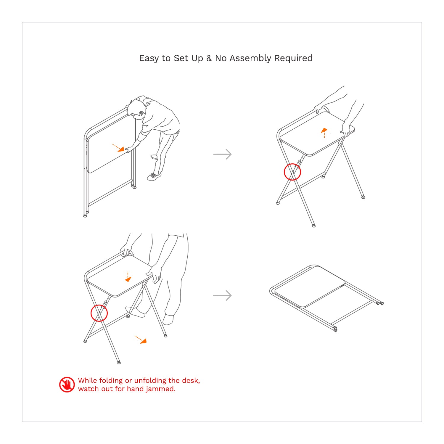 SOFSYS modern industrial folding desk with no assembly required - unfold preassembled desk for easy set up