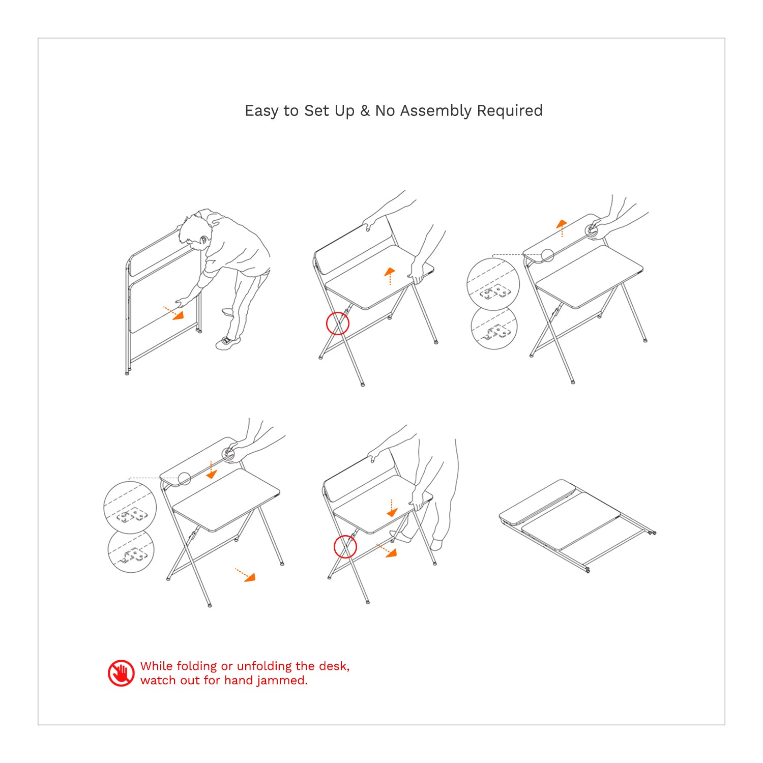 SOFSYS modern industrial folding desk with no assembly required - unfold frame for easy set up