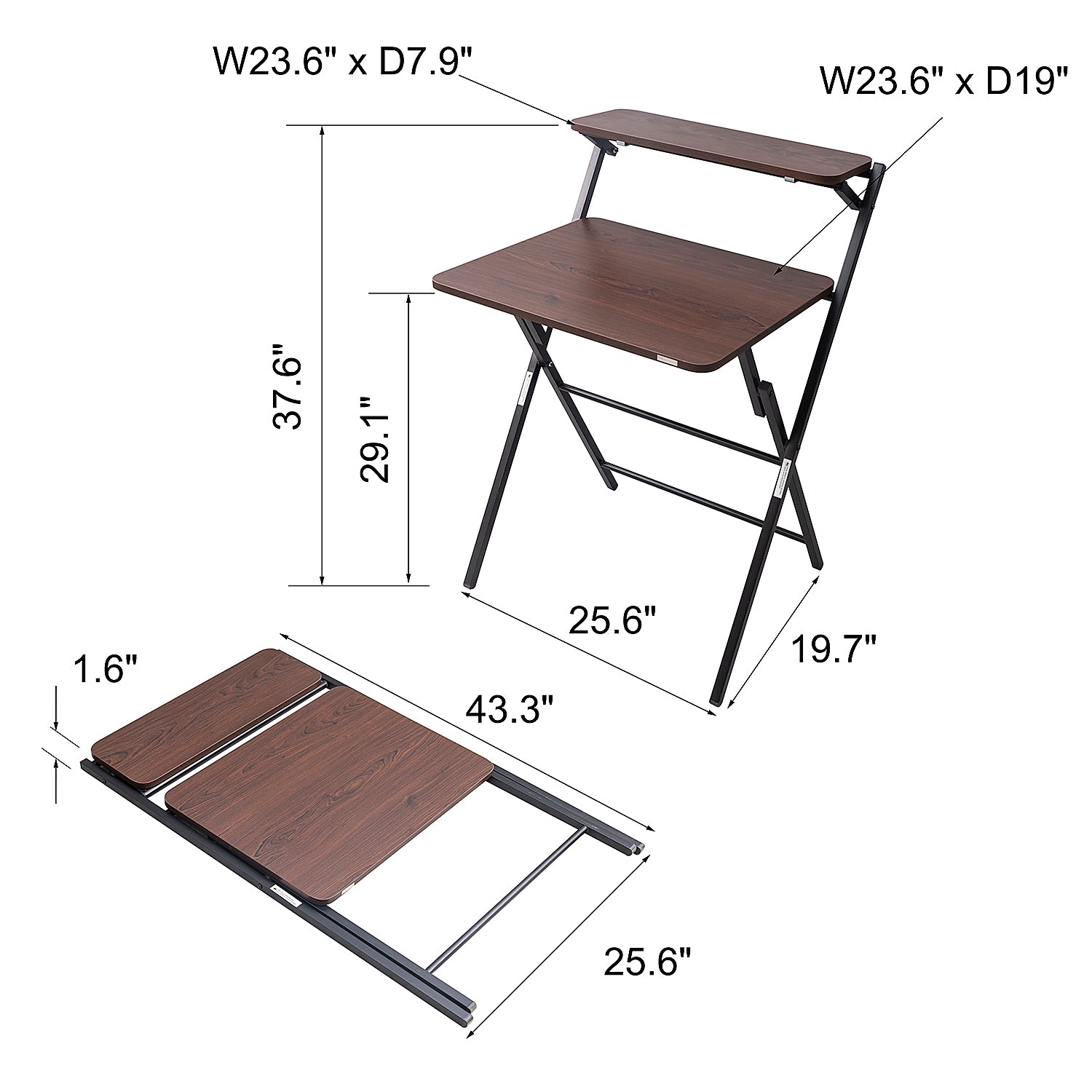 Modern Folding Desk Square 660 , Two-Tier