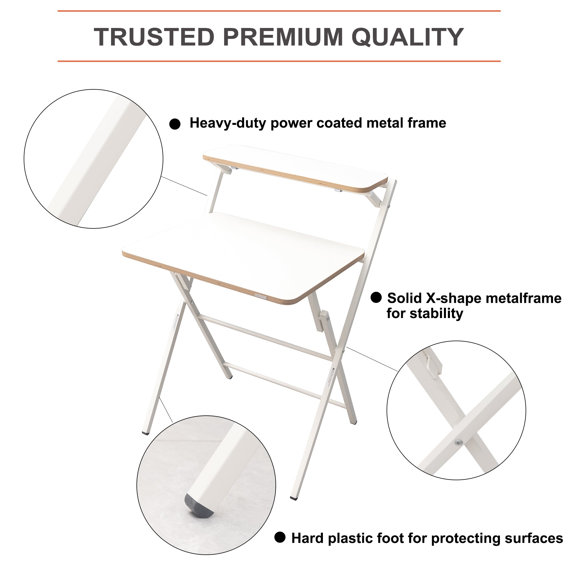Modern Folding Desk Square 660 , Two-Tier