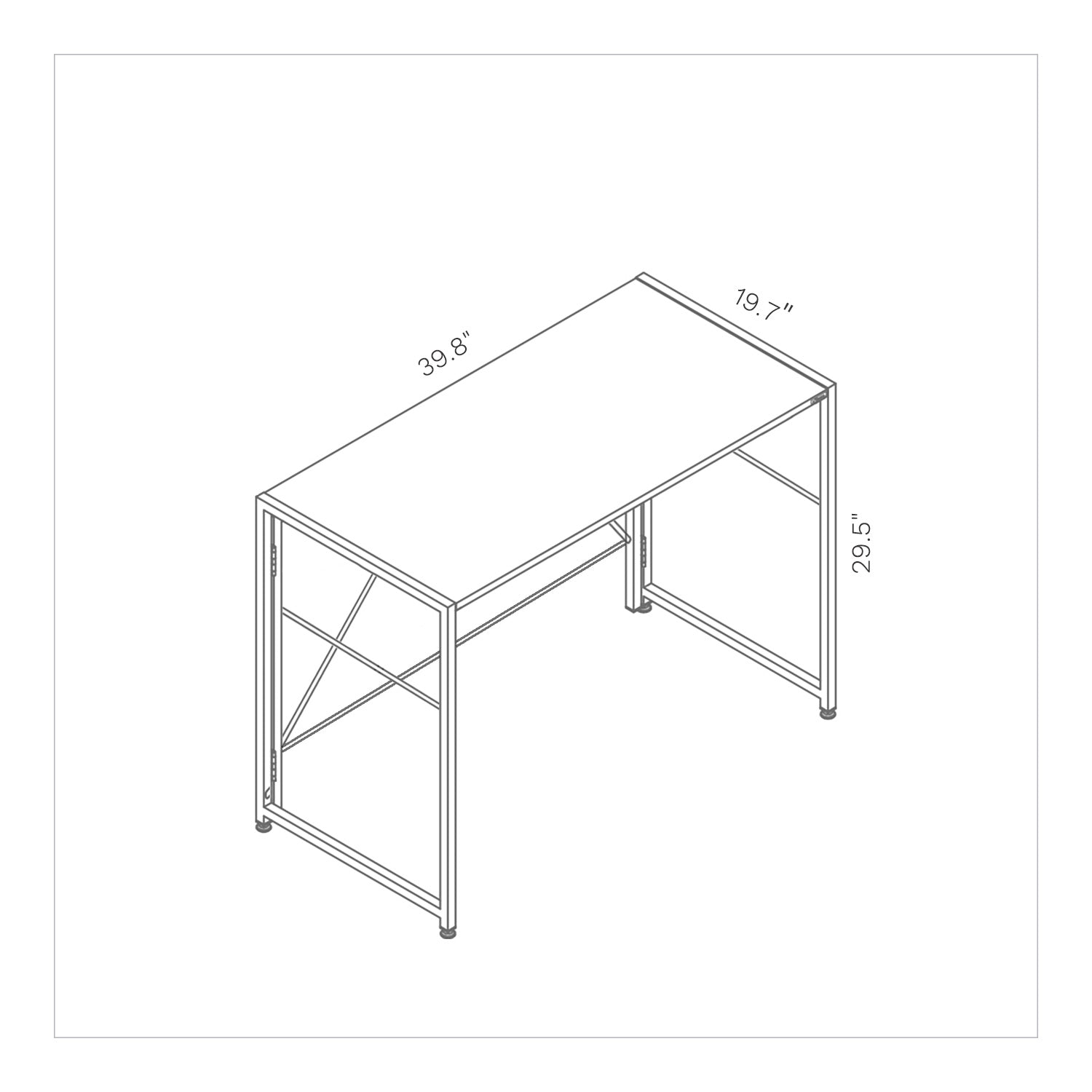 SOFSYS modern industrial folding desk for computer made with simple eco-friendly 39.8 inch oak table top and minimalist, foldable metal frame
