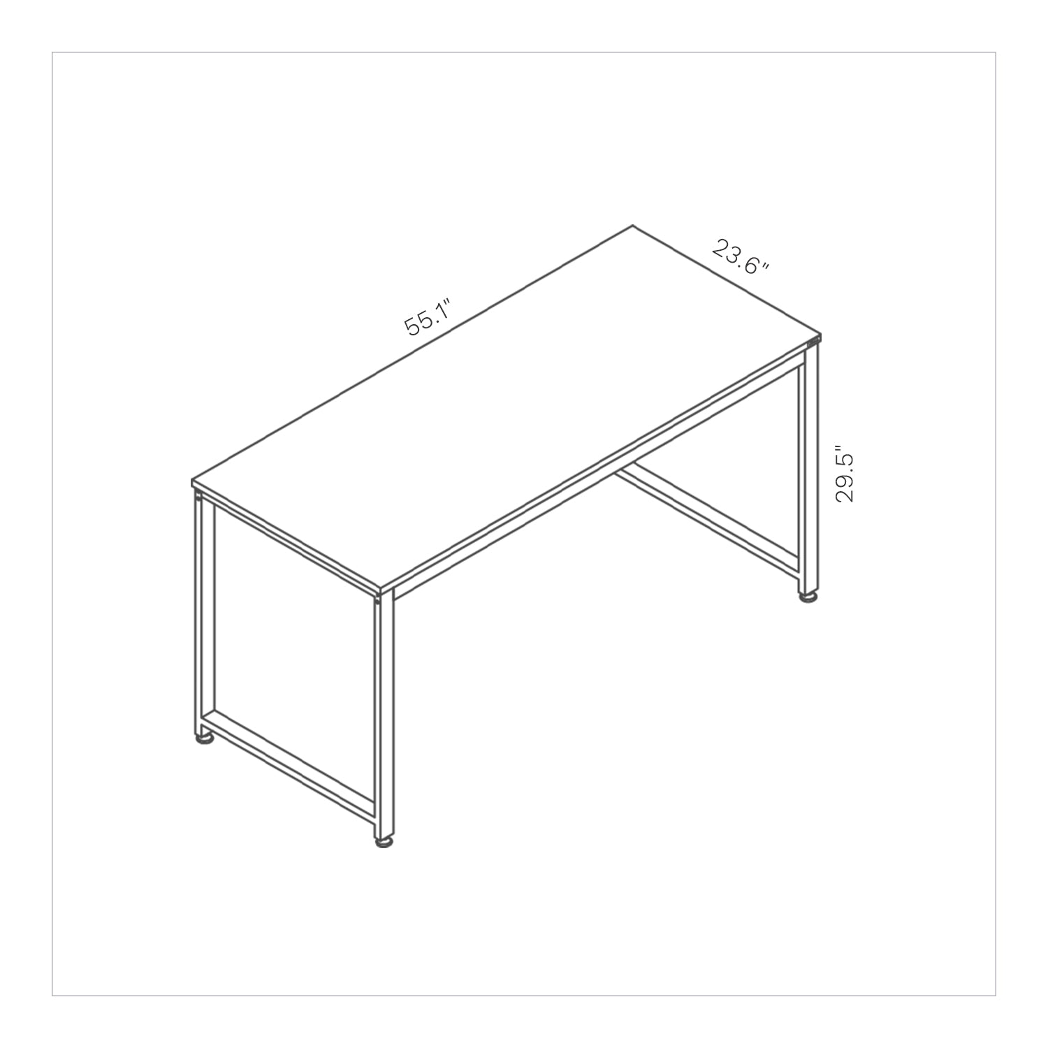 SOFSYS modern industrial design computer desk with 55.1” x 23.6” oak table top and 29.5” tall metal frame. spacious and stylish