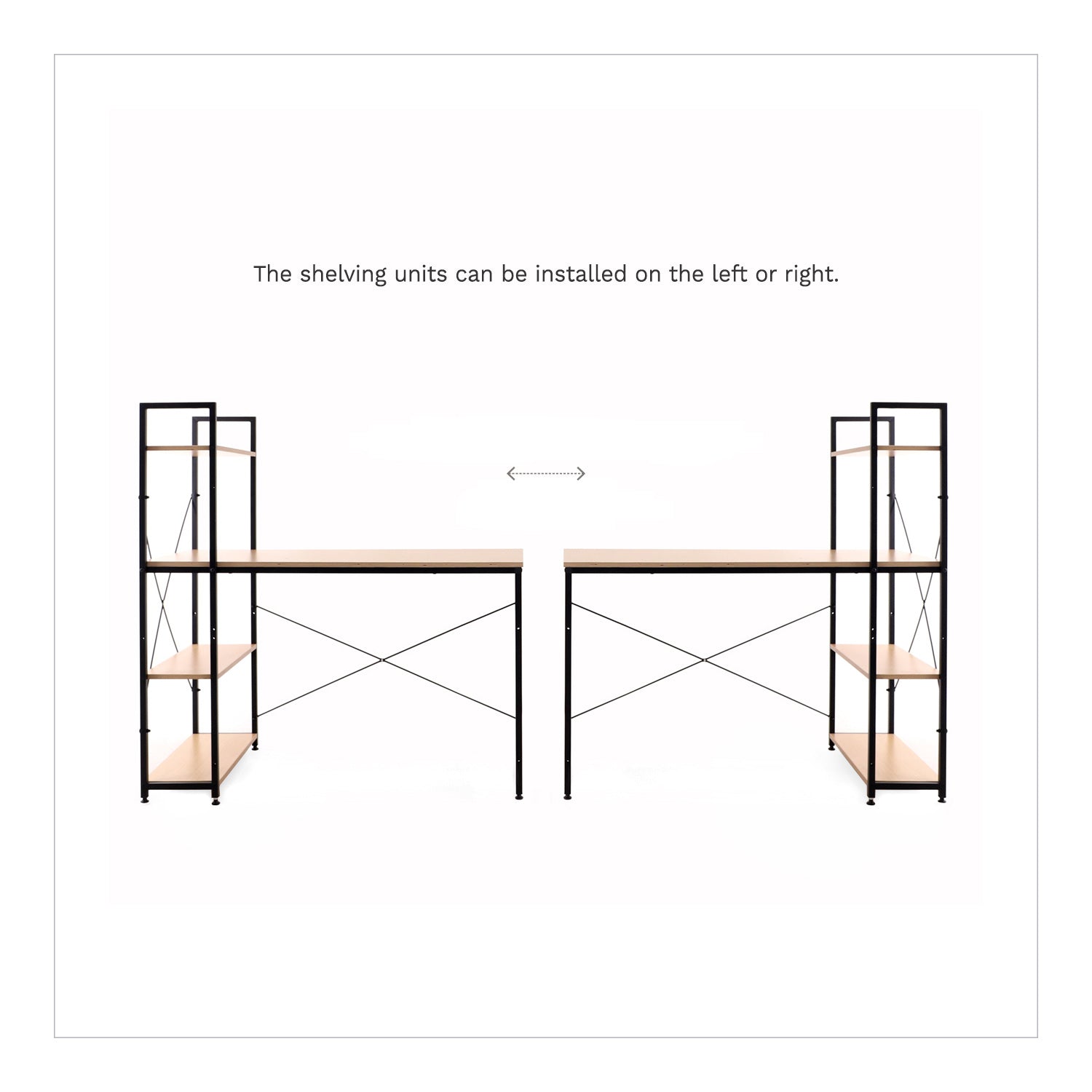 SOFSYS modern industrial computer desk with built in bookshelf that can be installed on the left or right side of desk to fit any space