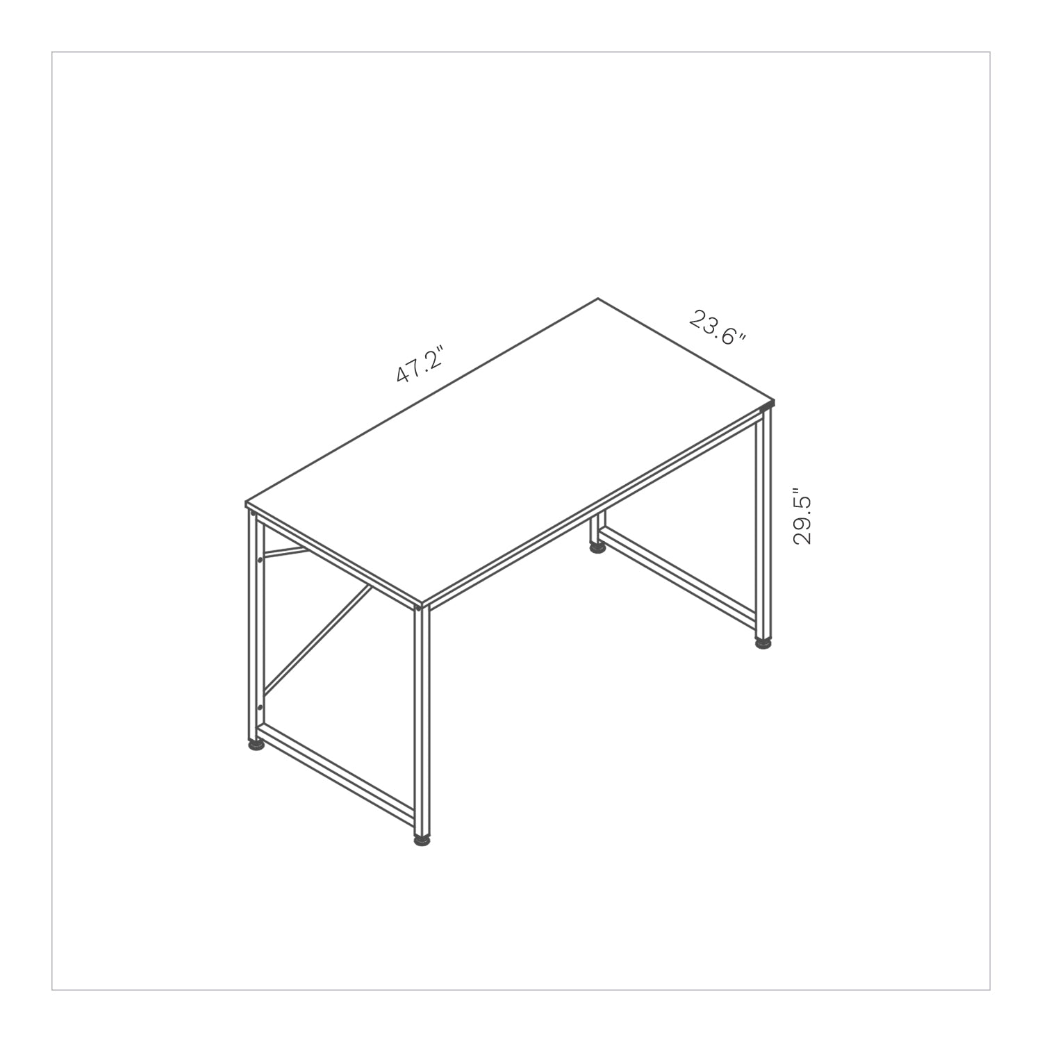 SOFSYS modern industrial design computer desk with 47.2” x 23.6” oak table top and 29.5” tall metal frame. simple and spacious