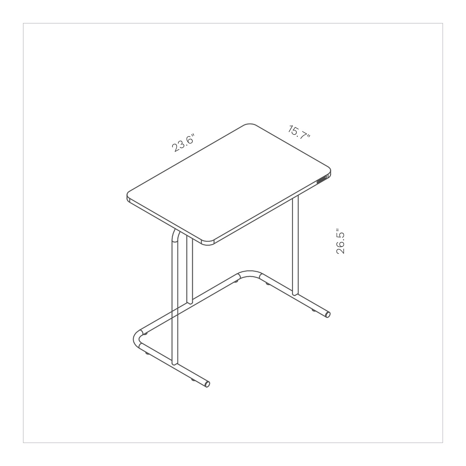 SOFSYS simple modern side table made with 23.6” x 15.7” oak table top and 26.5” tall L-shaped minimalist metal frame