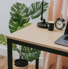SOFSYS modern industrial computer desk with oak table top and black metal frame. simple stylish desk for working, gaming, writing, more