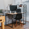 SOFSYS modern industrial computer desk with built in bookshelf to turn any small space into stylish home office and organized workspace