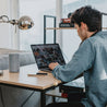 SOFSYS modern industrial computer desk with built in bookshelf to turn any small space into stylish home office and organized workspace