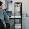 SOFSYS modern industrial computer desk with built in bookshelf to turn any small space into stylish home office and organized workspace