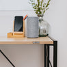 SOFSYS simple modern folding desk with oak table top and black metal frame for functionality, versatility, and minimalist style