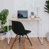 SOFSYS simple modern folding desk with oak table top and white metal frame for laptop, computer, working in small space or home office
