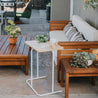 SOFSYS minimalist modern side table for sofa, couch, and bed.  simple over the lap design for laptop, snacks, drinks, and decor
