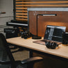SOFSYS modern industrial computer desk for laptop, working, gaming, and writing in living space, home office, and bedroom with style