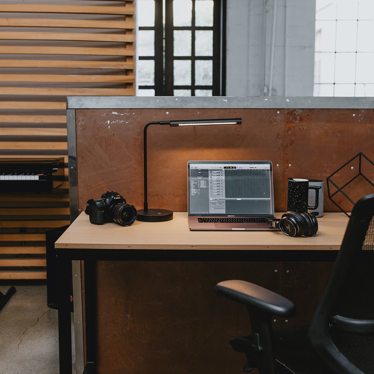 SOFSYS modern industrial computer desk for laptop, working, gaming, and writing in living space, home office, and bedroom with style