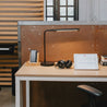 SOFSYS modern industrial computer desk with oak table top and white metal frame. simple stylish desk for working, gaming, writing, more