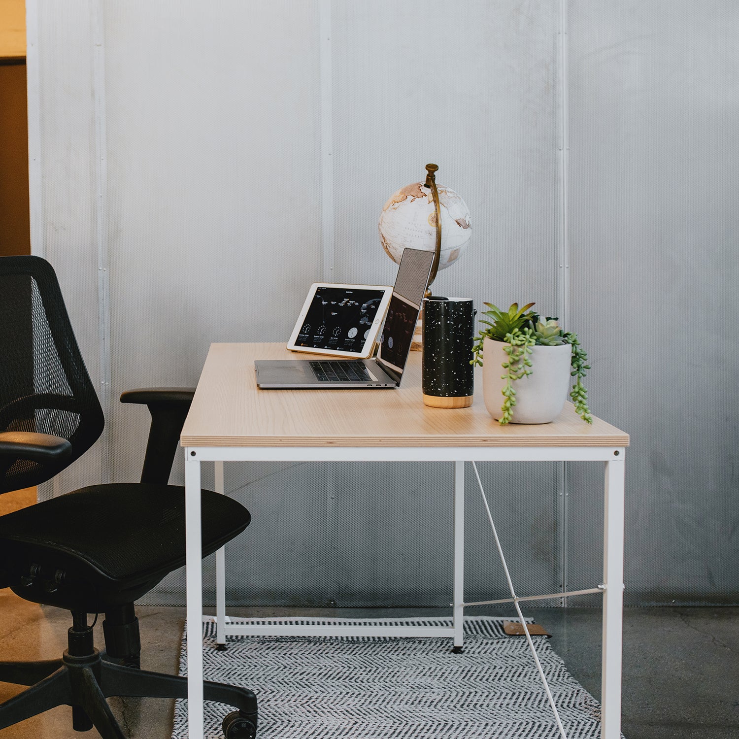 SOFSYS modern industrial computer desk for laptop, working, gaming, and writing in living space, home office, and bedroom with style