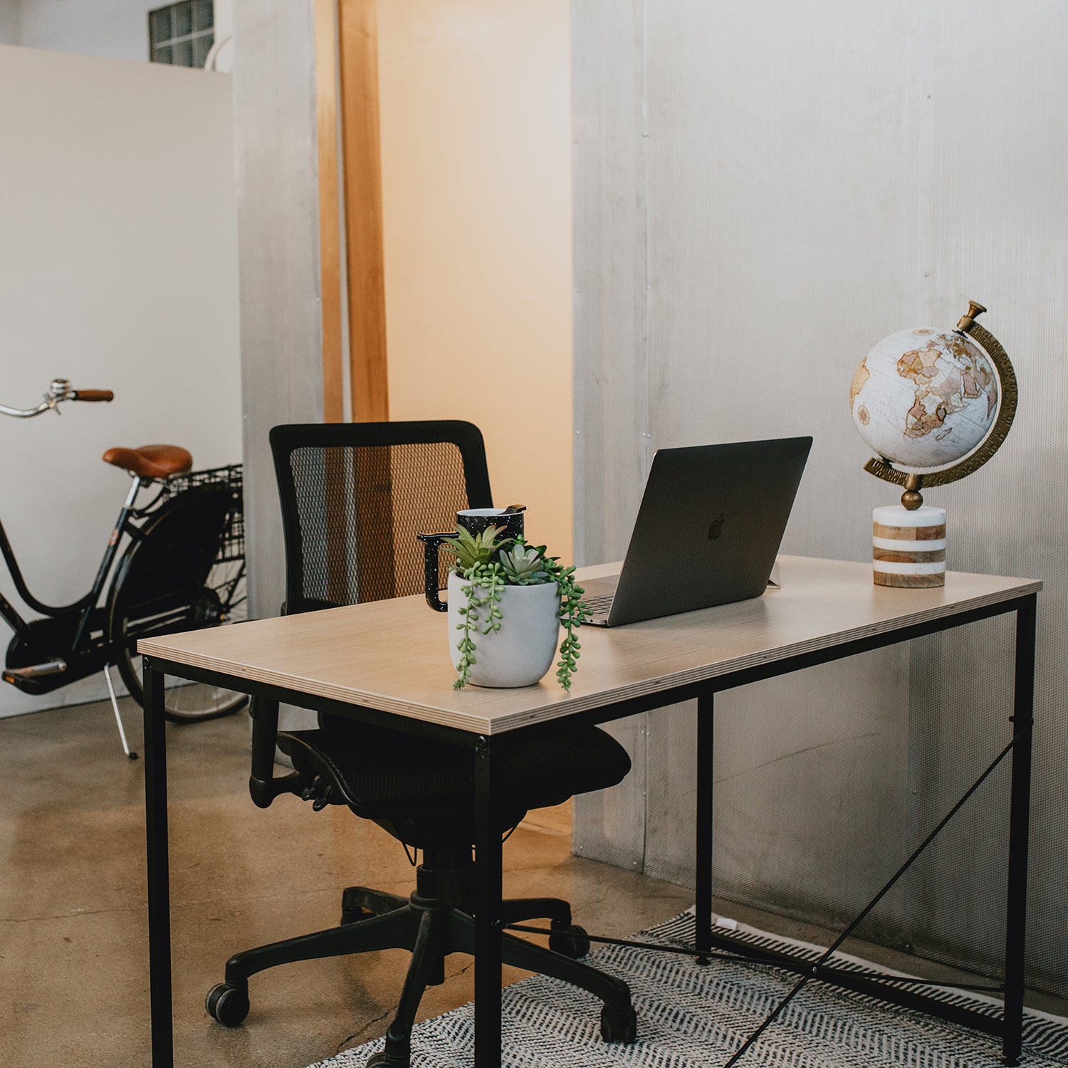 SOFSYS modern industrial computer desk for laptop, working, gaming, and writing in living space, home office, and bedroom with style